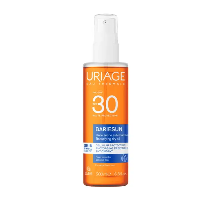 URIAGE Olio Secco SPF30 - Protezione Solare Viso, Corpo E Capelli 200ml - Olio solare corpo alta prot
