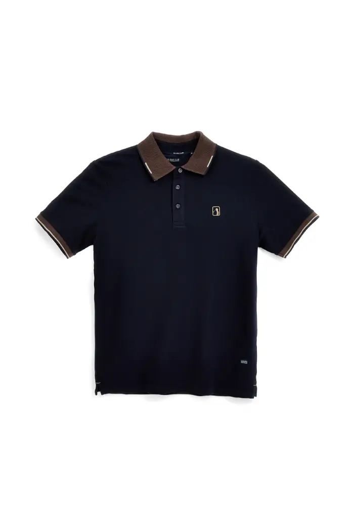 Polo blu con colletto a contrasto e logo ricamato Us golf PO2607 [BLUE]