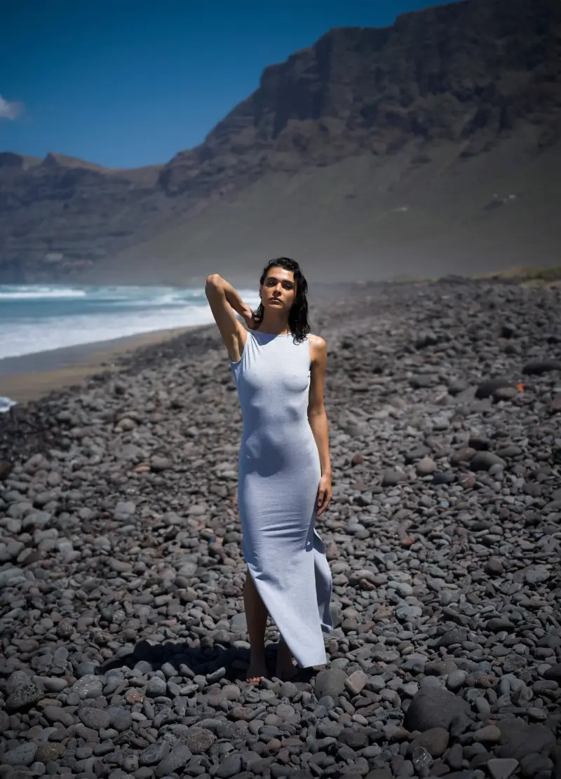 UTOPJA Backless Long Dress Grey Melange, Donna, Grigio