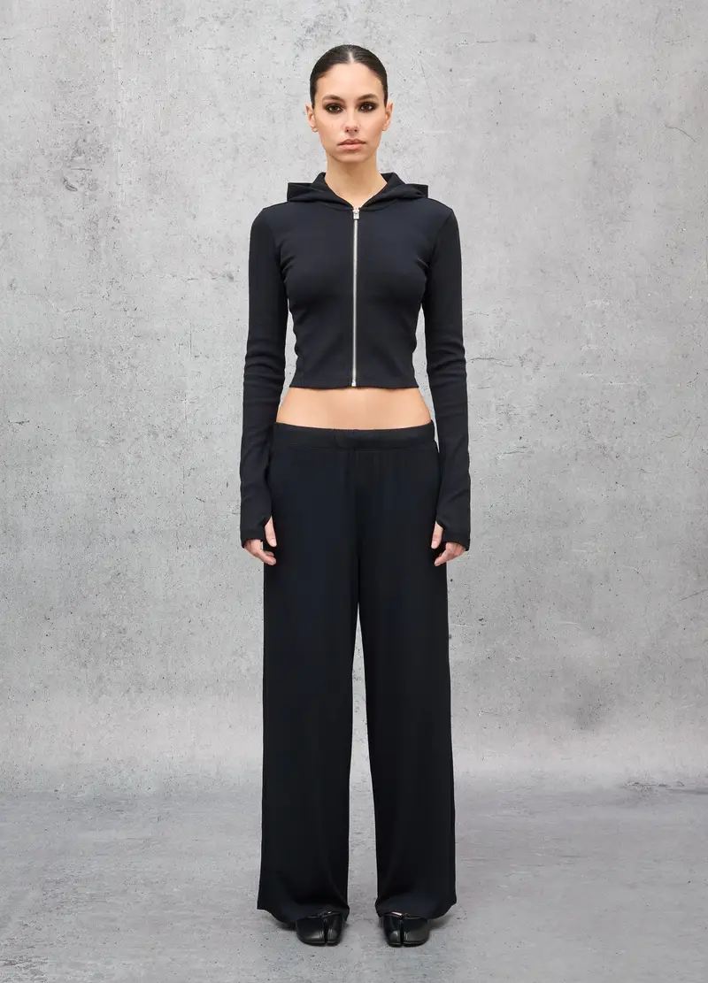 UTOPJA Ribbed Fluid Trousers Black, Donna, Nero