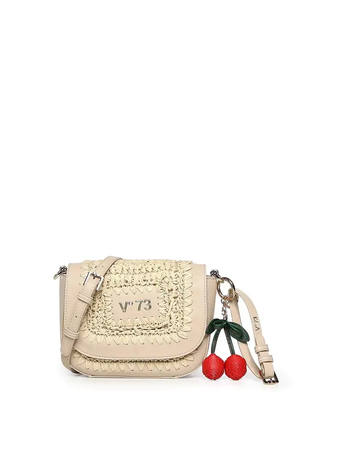V°73 Borsa a tracolla con logo Beige