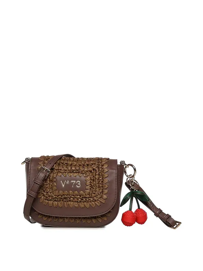 V°73 Borsa a tracolla con logo Marrone Scuro