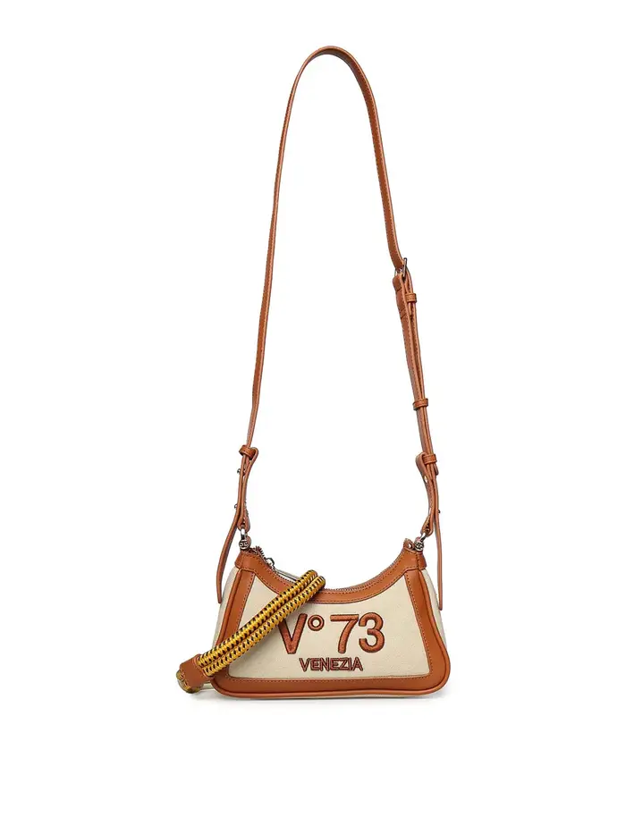 V°73 Borsa a tracolla responsabile con logo Beige