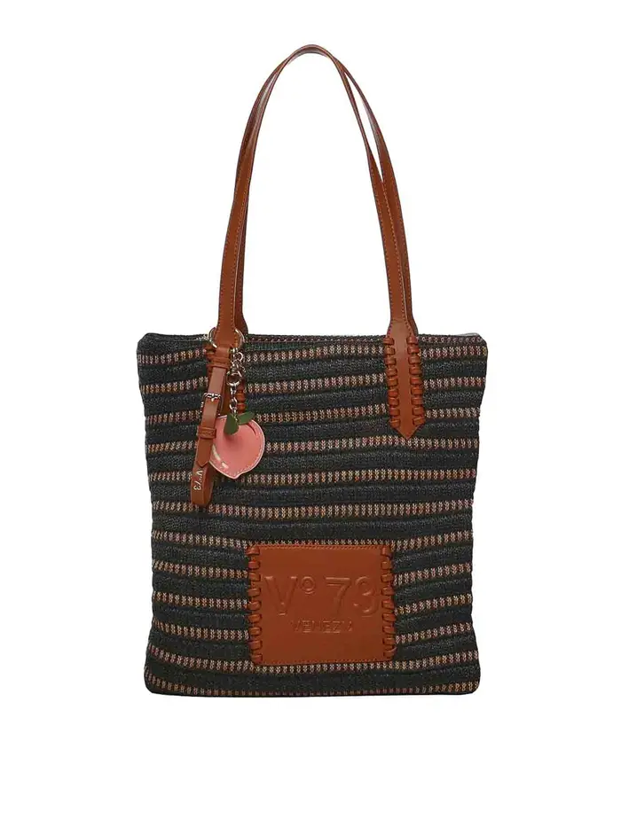 V°73 Borsa della spesa con logo Nero