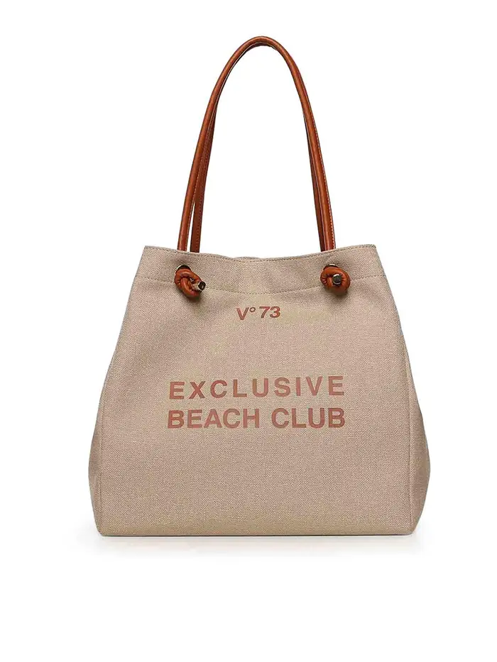 V°73 Borsa Esclusiva Con Logo Beige