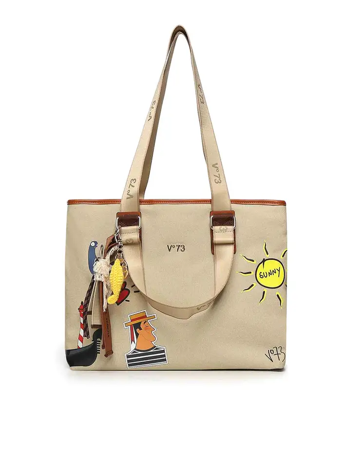 V°73 Borsa Tote Tita Con Logo Beige