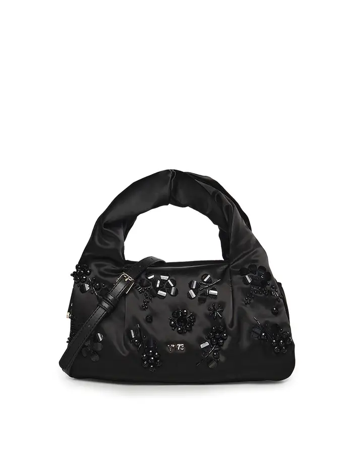 V°73 Mini Borsa Con Applicazioni Floreali Nero