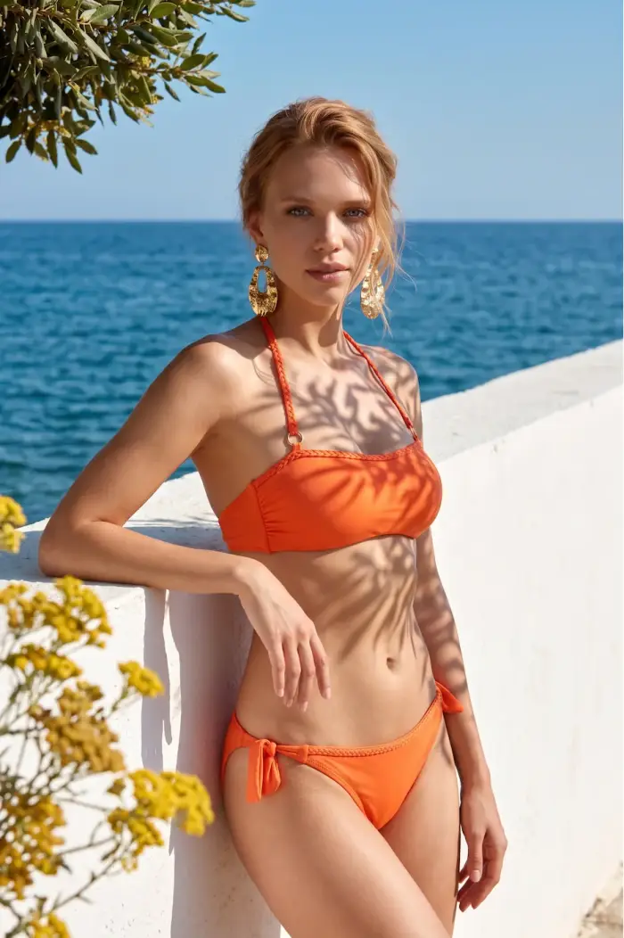 Vacanze Italiane BIKINI A FASCIA CON FIOCCHI | Colore Arancio