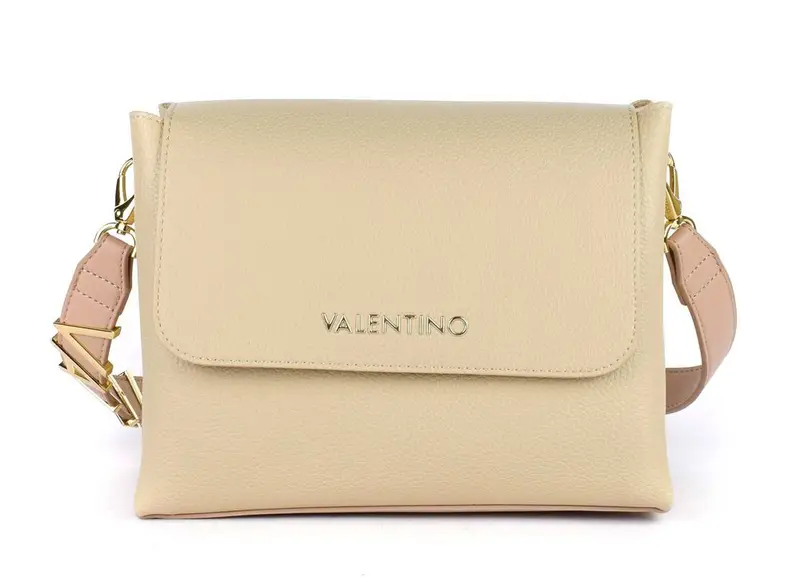 Valentino Bags Borsa a Spalla Donna Beige Chiusura con Zip e Magneti