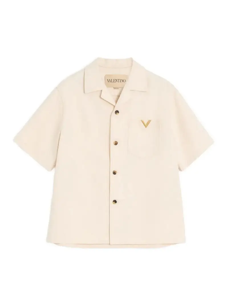 Valentino Camicia a maniche corte in denim Vgold Crema