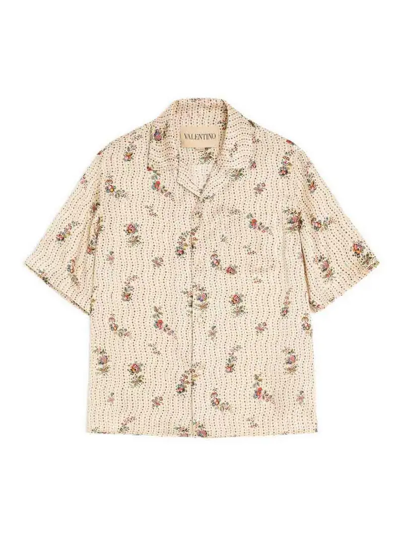 Valentino Camicia da bowling floreale in cartapesta Multicolore