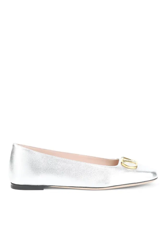 Valentino Garavani Ballerine in pelle di agnello Argento
