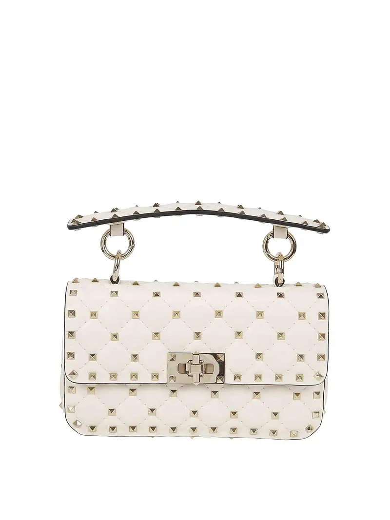 Valentino Garavani Borsa a tracolla piccola Rockstud Spike Bianco