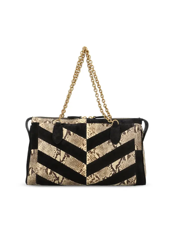 Borsa realizzata in pitone e suede BEIGE