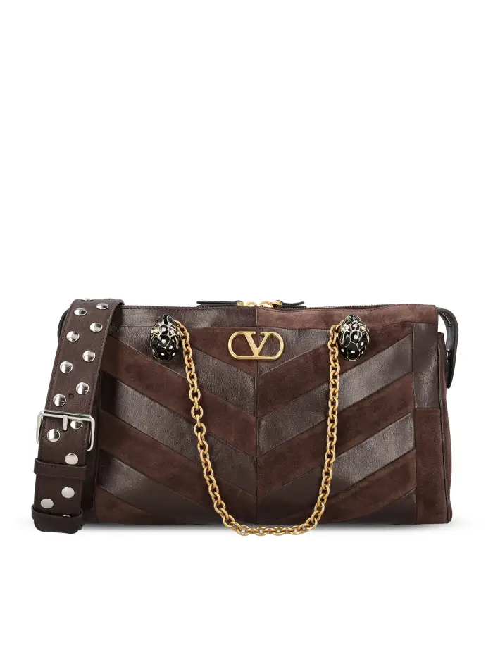 Borsa realizzata in suede e nappa MARRONE