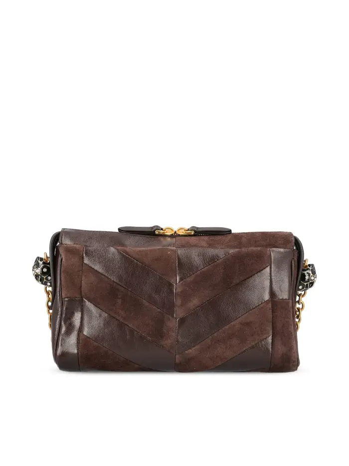 Borsa realizzata in suede e nappa MARRONE