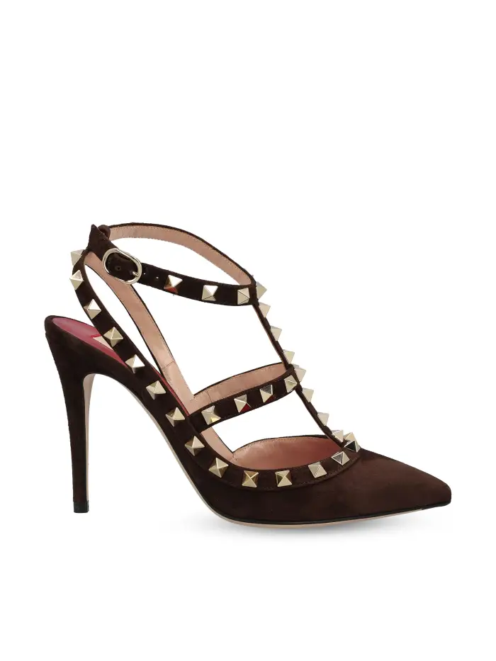 Décolleté Valentino Garavani Rockstud in camoscio MARRONE