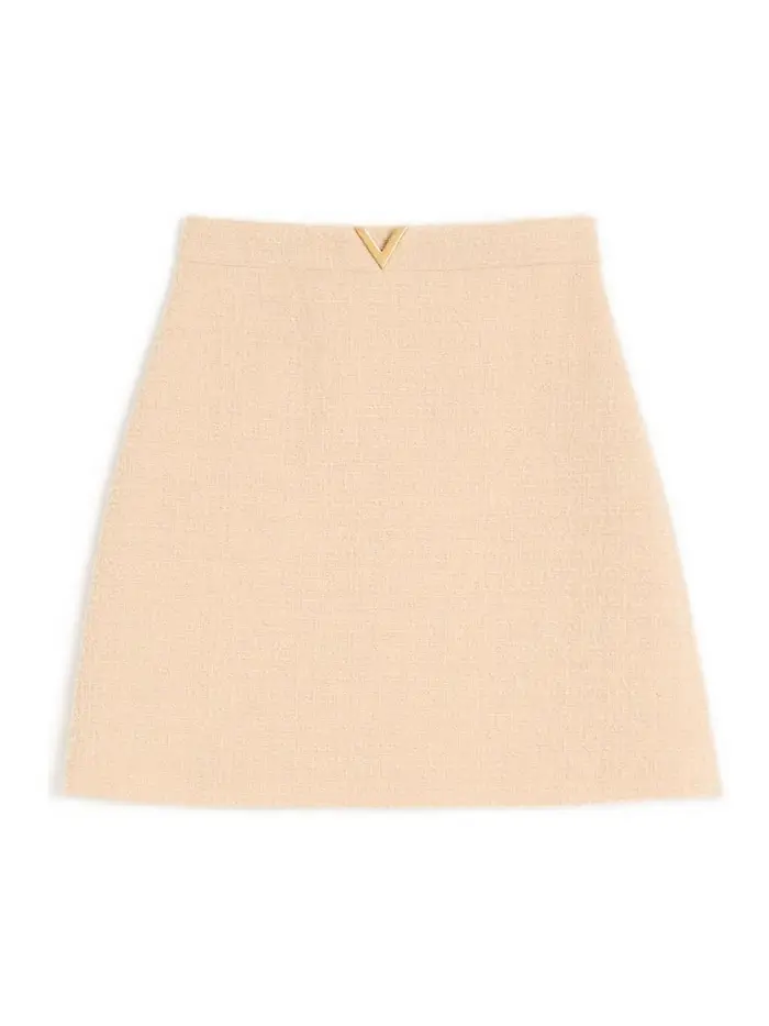Valentino Garavani Gonna in lana con firma Vlogo Beige