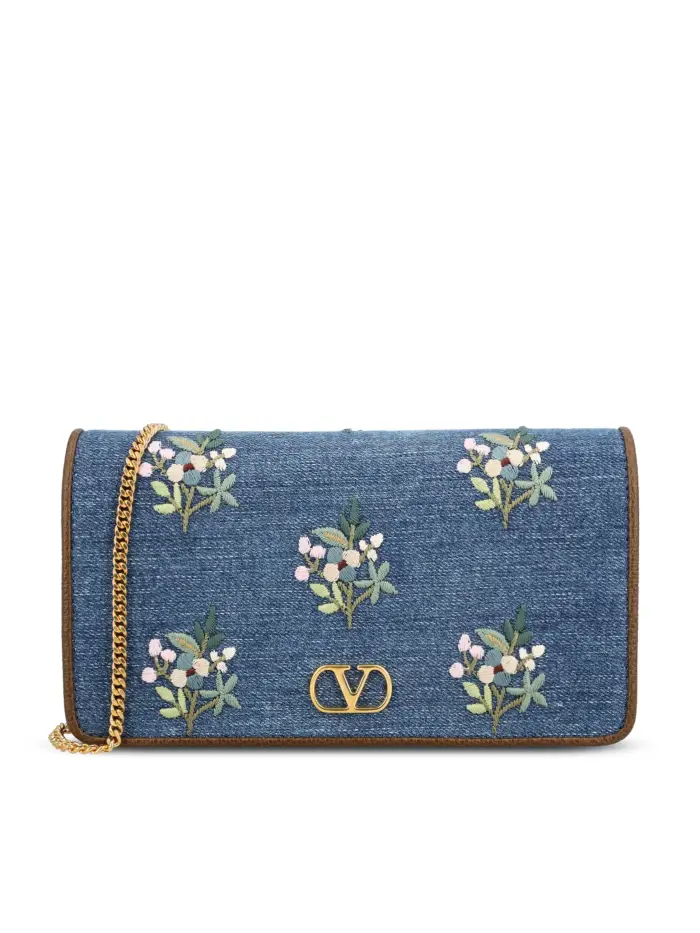 VALENTINO GARAVANI Mini Borsa In Denim BLU