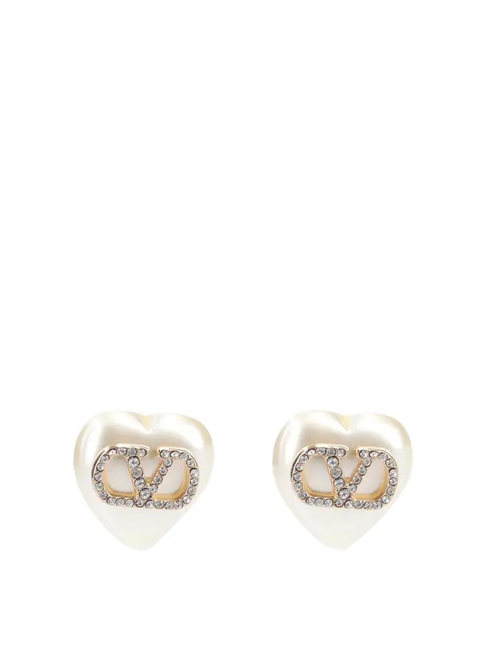 Valentino Garavani orecchini di perle con firma vlogo bianco