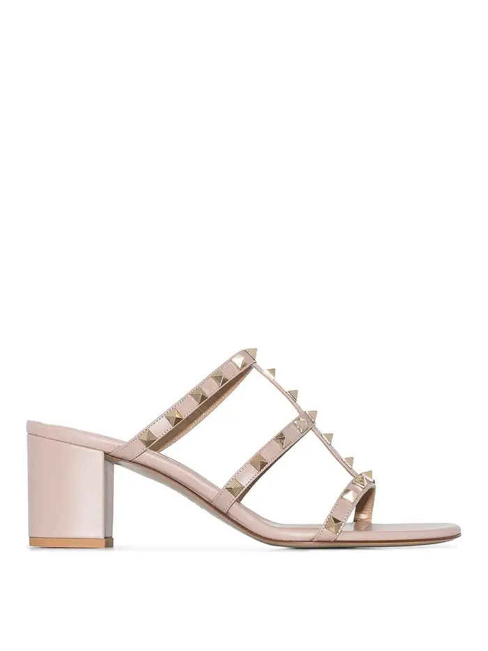Valentino Garavani Sandali in pelle Rockstud Rosa Chiaro