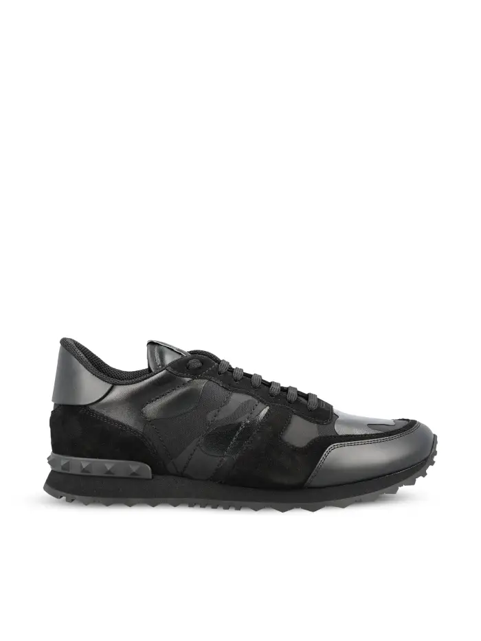 Sneakers in tessuto e pelle NERO