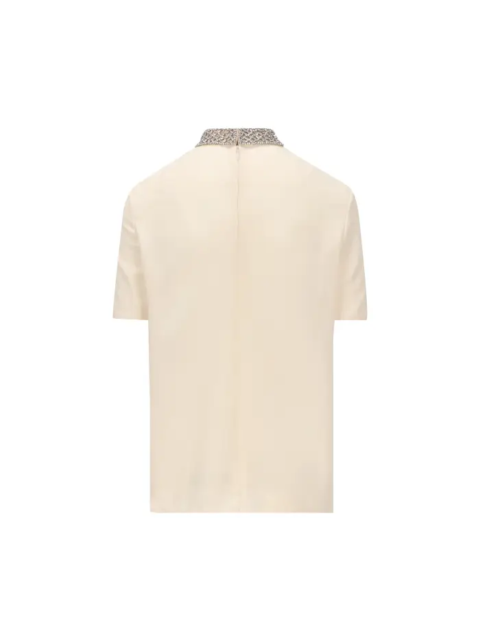 T-Shirt realizzata in seta BEIGE