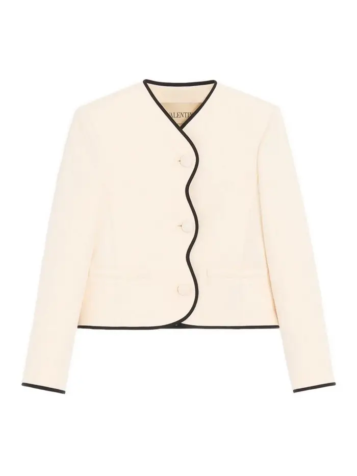 Valentino Giacca In Misto Lana E Seta Beige