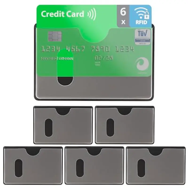 valonic custodia carta di credito contactless - 6x nfc protezione RFID - certificato - inserimento orizzontale - trasparente - custodia