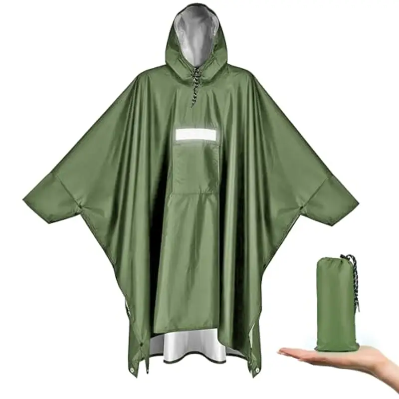 Vankarr Poncho Antipioggia Impermeabile con Maniche Tasca e Riflettore Mantella Antipioggia per Adulti Unisex Portatile Poncho Pioggia per