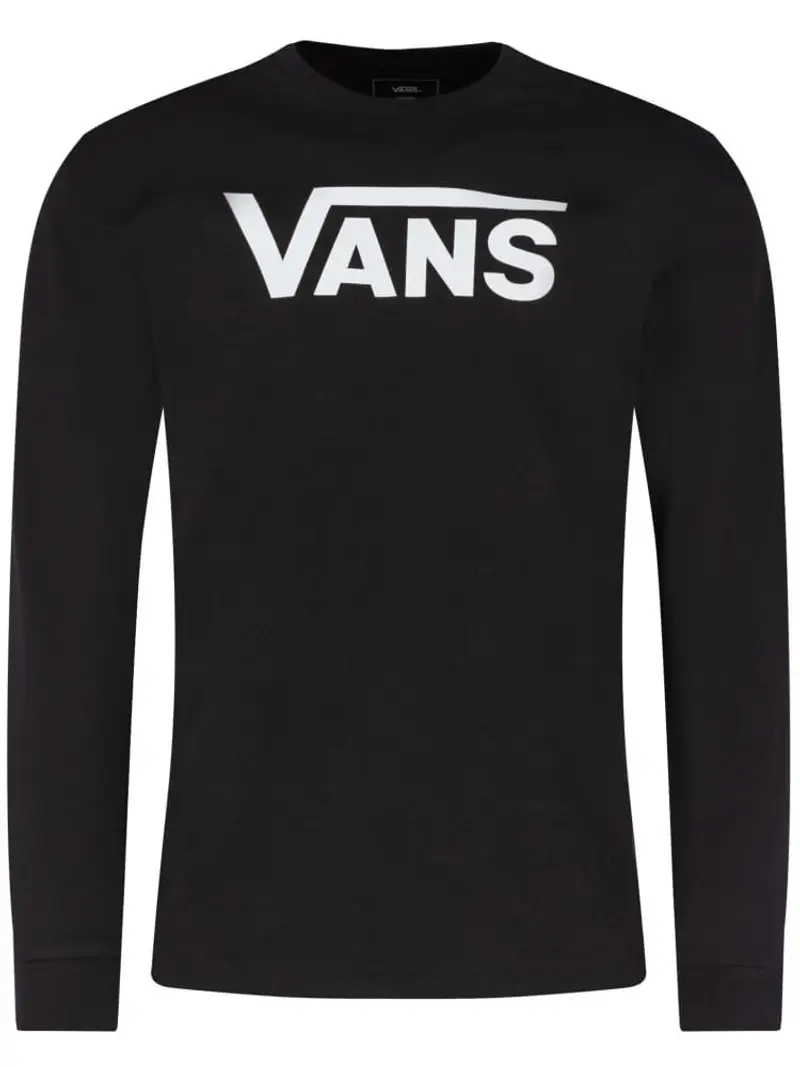 Vans tshirt nera uomo in cotone manica lunga logo a contrasto