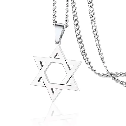 VASSAGO Collana con ciondolo a forma di stella di David e a sei punte Talismano in acciaio inossidabile Esagramma