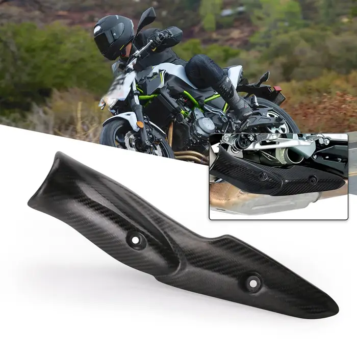 Moto Termo Shield Cover Guard Middle Link Tubo Scarico Sistema Carbon Fiber Anti-Scalding Shell nero