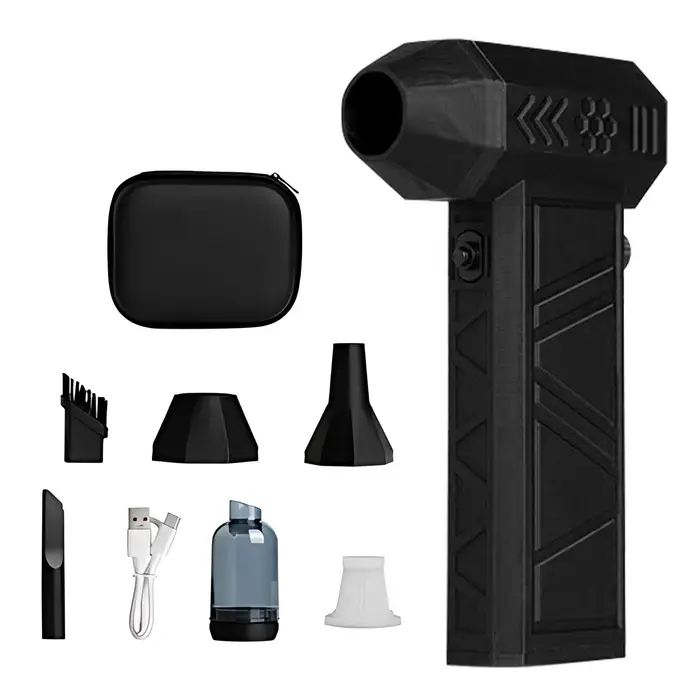 Spolverino elettrico ad aria 140000 giri/min Motore brushless Max 250g Forza di soffiaggio Velocità del vento continua regolabile nero