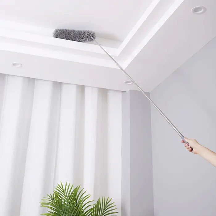 VehicleKit Spolverino in microfibra Asta telescopica lunga Testa flessibile Pulizia della ragnatela del soffitto della casa grigio