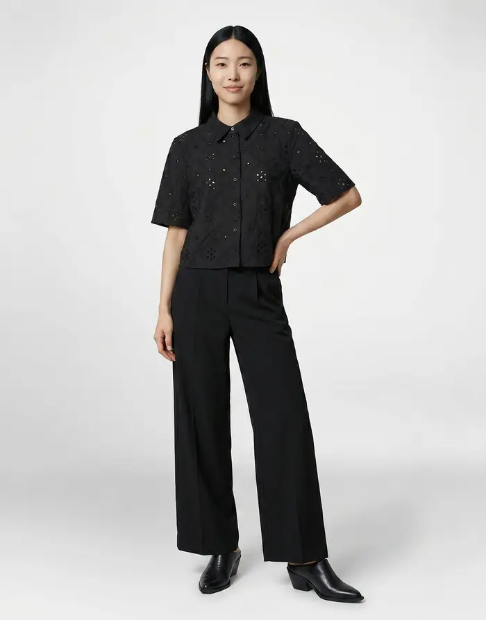 Vero Moda Camicetta VMELIZA SHORT 2/4 SLEEVE SHIRT Nero