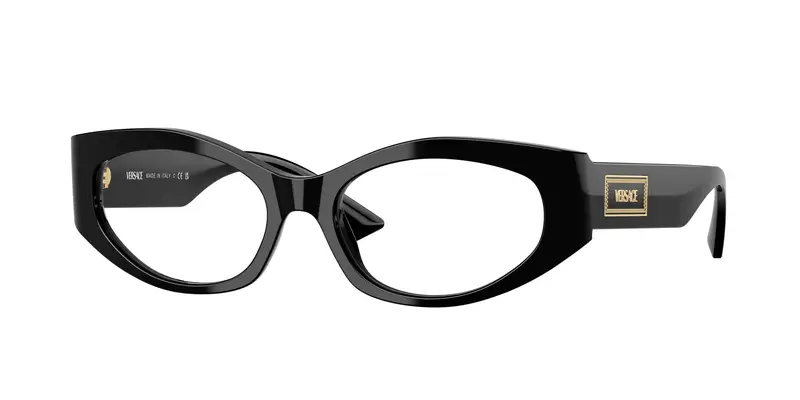 Versace Donna VE3369 GB1 Montature da vista Acetato Nero Trasparente Geometrica Normale