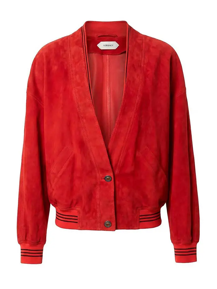 Versace Giacca in pelle Rosso