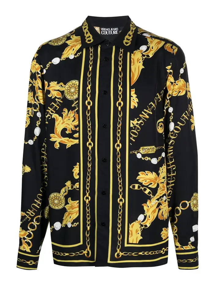 Versace Jeans Couture Camicia con motivi barocchi Nero