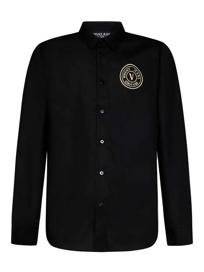 Versace Jeans Couture Camicia con stemma a V dorato Nero