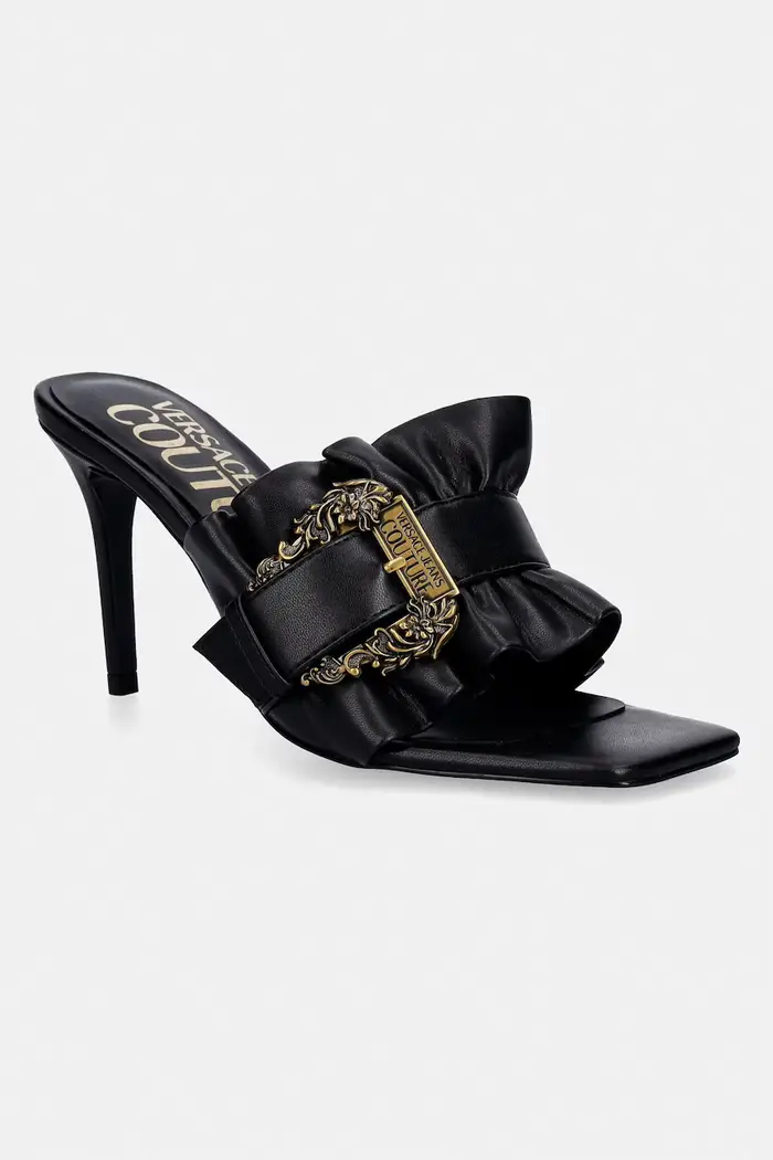 Versace Jeans Couture ciabatte slide tacchi alti da donna Nero