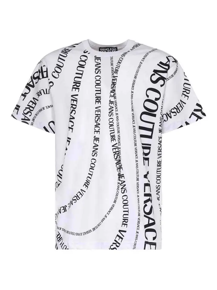 Versace Jeans Couture T-shirt in jersey di cotone con stampa Bianco