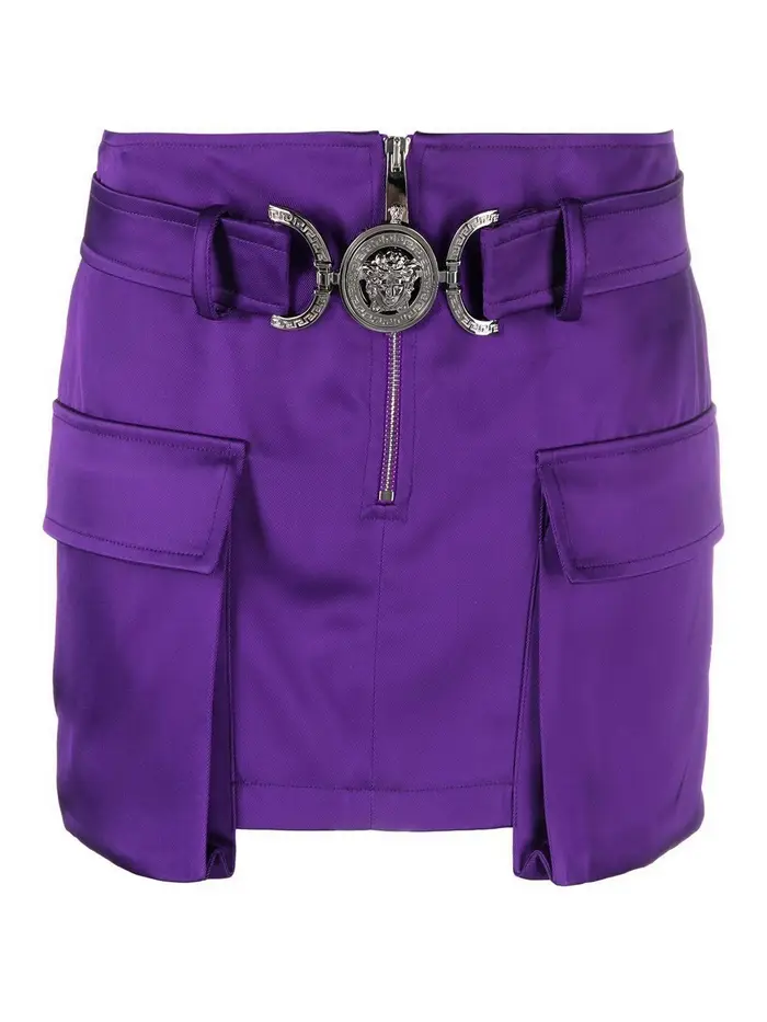 Versace Minigonna con motivo a testa di Medusa Viola