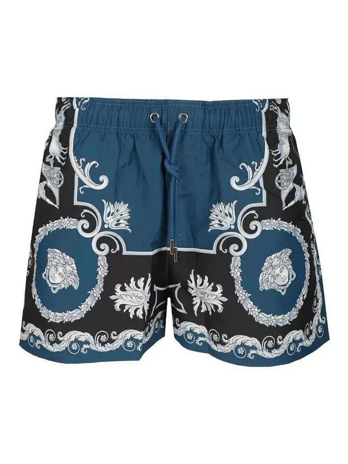 Versace Pantaloncini da bagno barocchi Blu