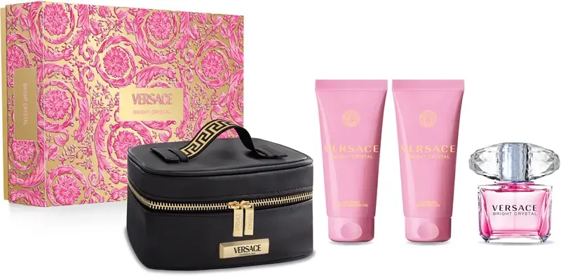 Versace Set regalo con cristalli brillanti EDT 90 ml, lozione per il corpo 100 ml, gel doccia 100 ml e sacchetto per cosmetici
