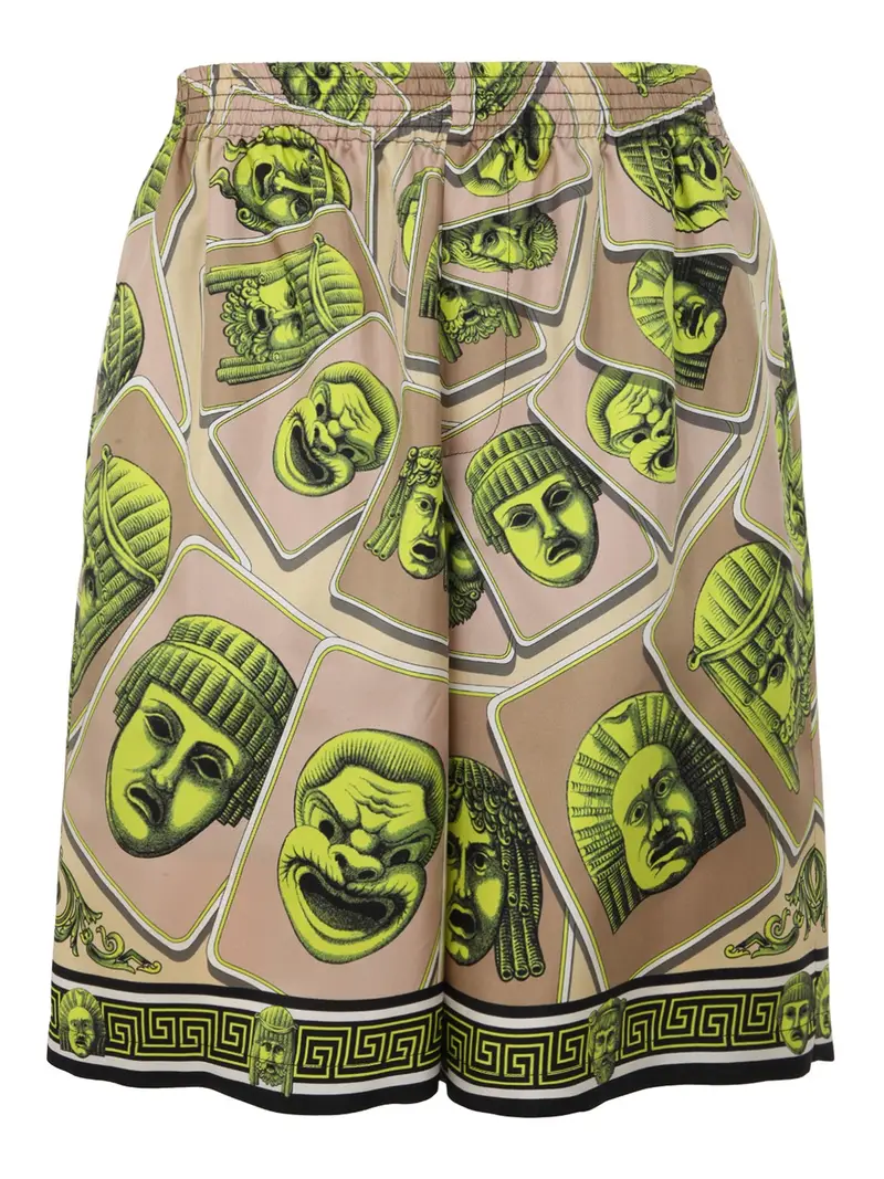 Versace Shorts in twill di seta con stampa Multicolore