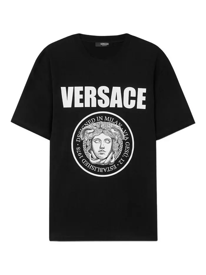Versace Sneakers stringate in pelle nera Nero