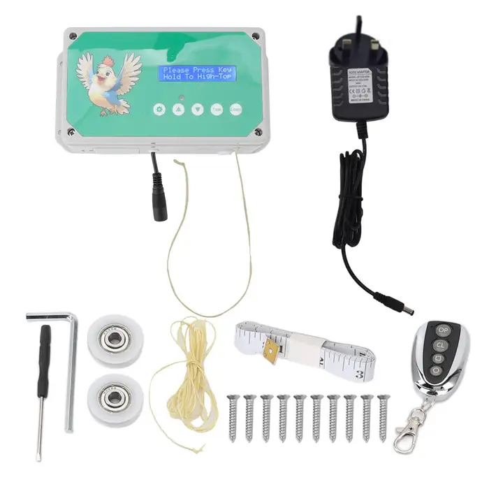 Controller per porta pollaio IP44 Timer impermeabile Telecomando Doppia alimentazione Automatico