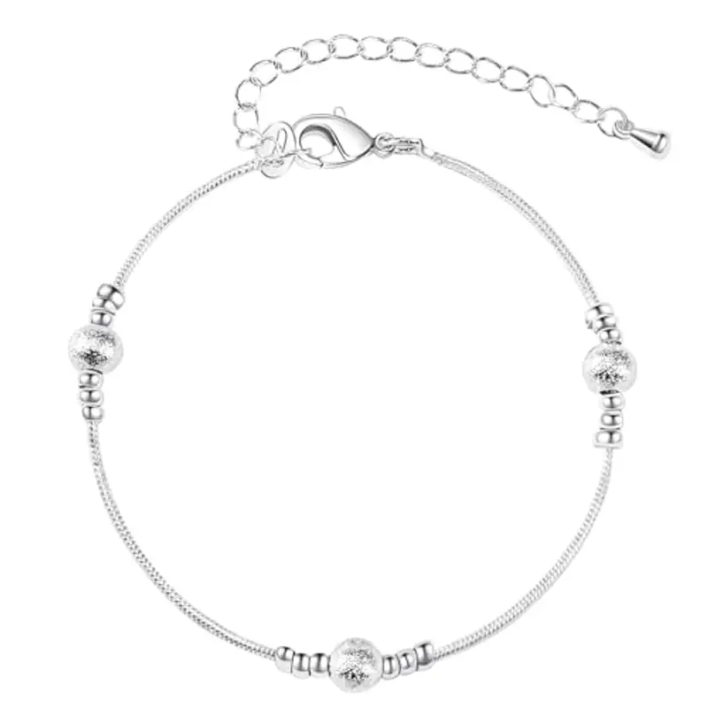VGWON 925 sterling Bracciali in argento con perline con ciondoli a strati per donne e ragazze, regalo per moglie e figlia, lunghezza