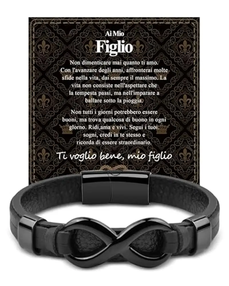 VGWON Bracciale Mamma e Figlio, Bracciale Uomo In Vera Pelle Intrecciata, Regali Per Figlio, Regali Compleanno Natale